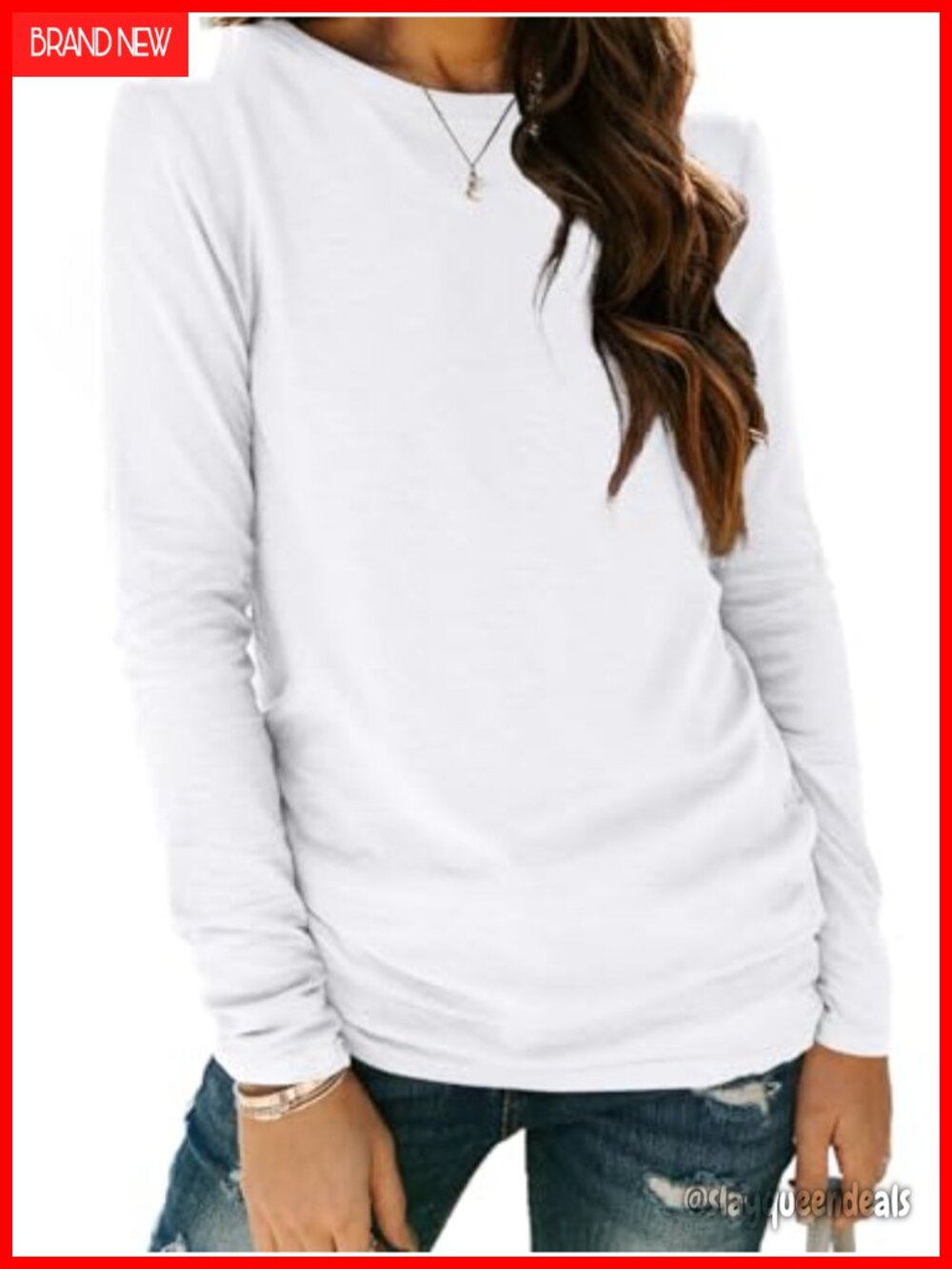 Women's Long Sleeve Crewneck T-Shirt Stretch Casual Basic Top